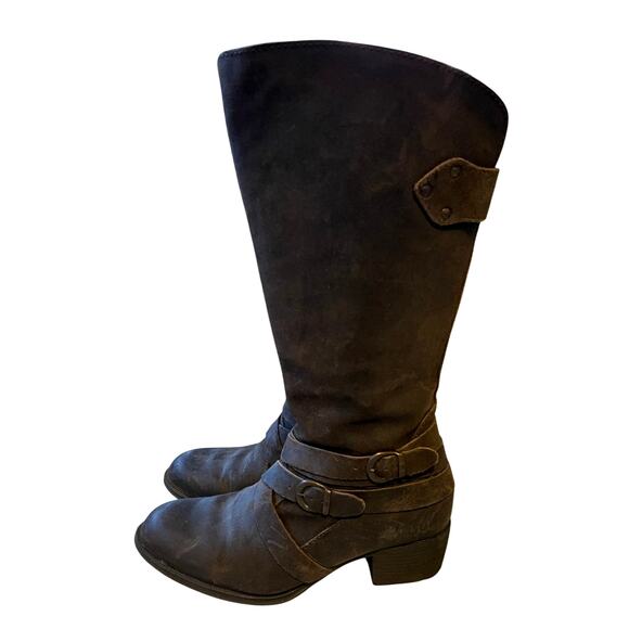 Born Womans 9 Moana Heavy Leather Western Riding Boots Motorcycle Buckle Brown - Picture 2 of 11